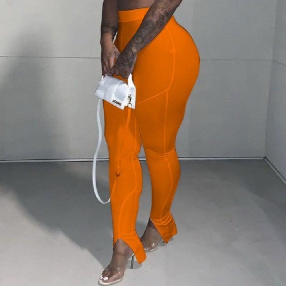 Pure Color Halter Crop Top With Pencil Pants